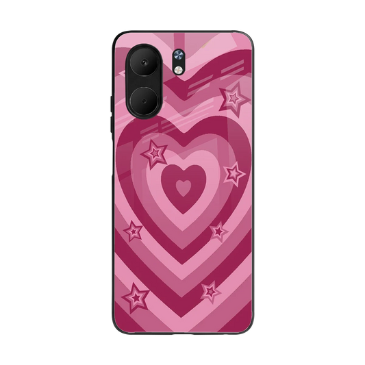 Y2K Pink Hearts X Stars back phone cover | glass case for oppo a5x 5g
