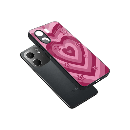 Y2K Pink Hearts X Stars sleek oppo a5x 5g cover with tempered glass back and TPU edges