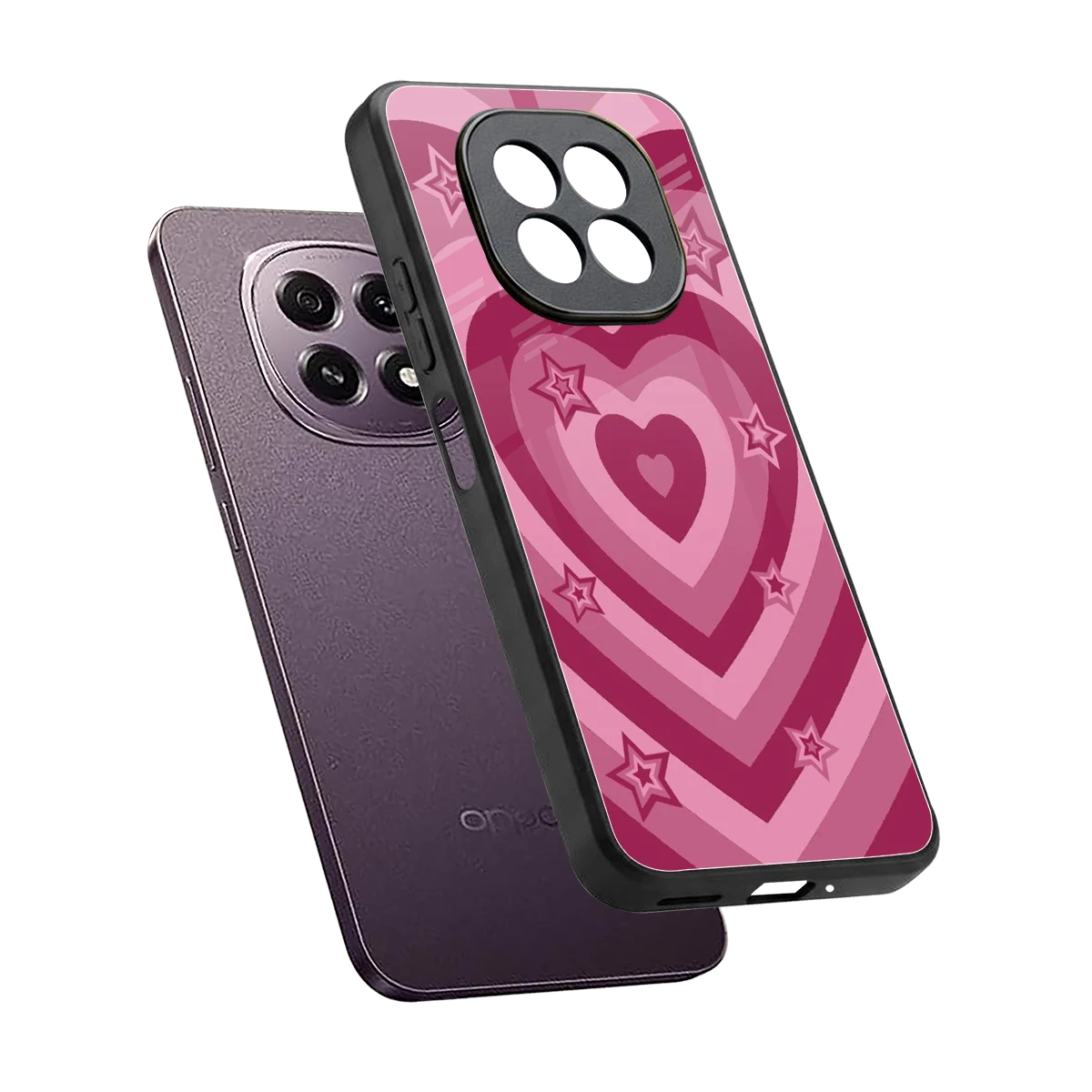 Y2K Pink Hearts X Stars sleek oppo f29 5g cover with tempered glass back and TPU edges