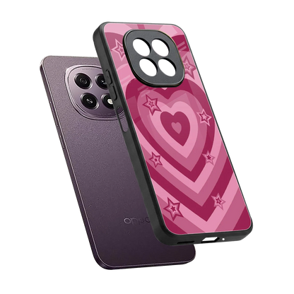 Y2K Pink Hearts X Stars sleek oppo f29 5g cover with tempered glass back and TPU edges