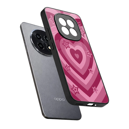 Y2K Pink Hearts X Stars sleek oppo f29 pro 5g cover with tempered glass back and TPU edges