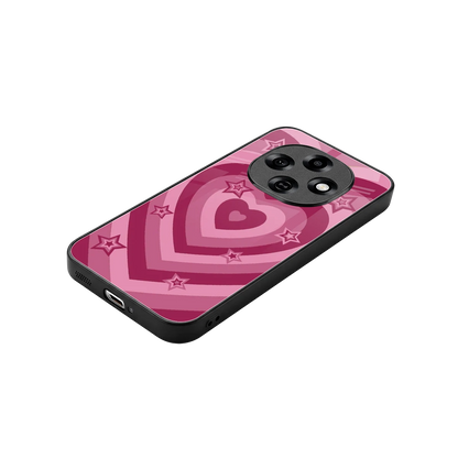 Y2K Pink Hearts X Stars stylish phone case for oppo f31 pro 5g | glossy glass and slim fit