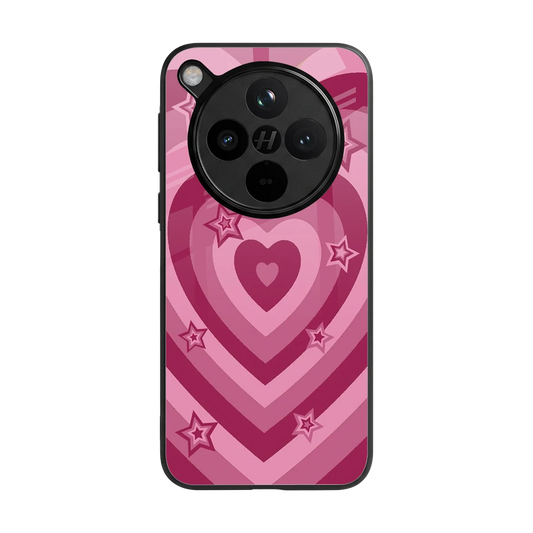 Y2K Pink Hearts X Stars back phone cover | glass case for oppo find x8