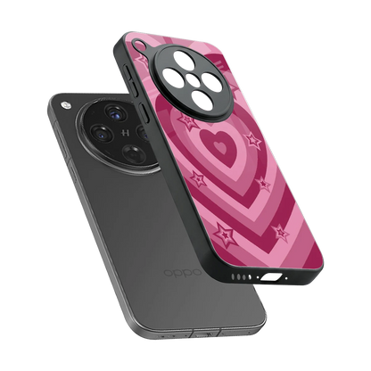 Y2K Pink Hearts X Stars sleek oppo find x8 cover with tempered glass back and TPU edges