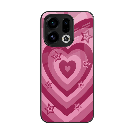 Y2K Pink Hearts X Stars back phone cover | glass case for oppo find x9