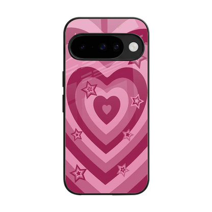 Y2K Pink Hearts X Stars back phone cover | glass case for google pixel 10
