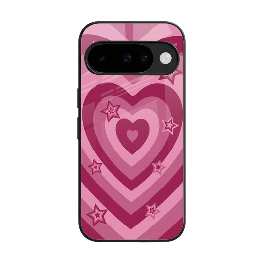 Y2K Pink Hearts X Stars back phone cover | glass case for google pixel 10