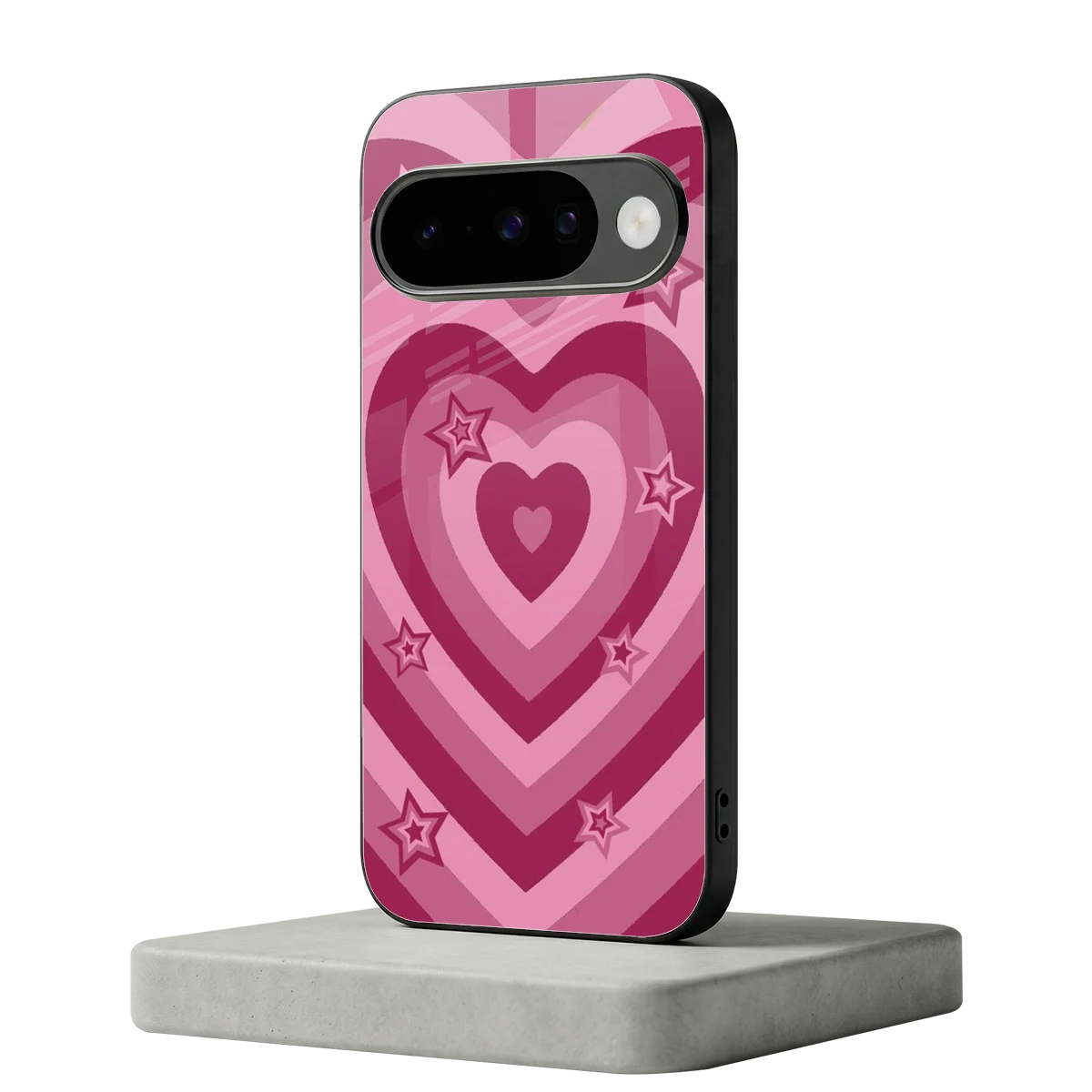 Y2K Pink Hearts X Stars google pixel 10 mobile cover | shockproof glass phone case