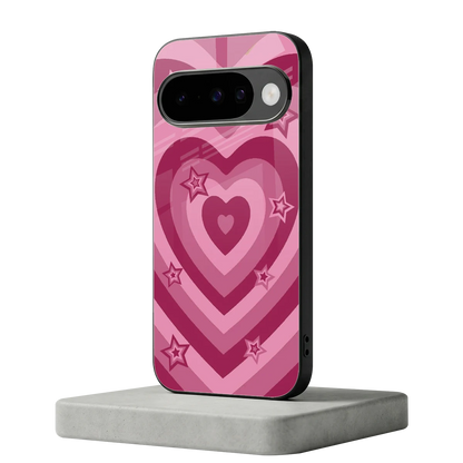 Y2K Pink Hearts X Stars google pixel 10 mobile cover | shockproof glass phone case