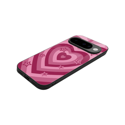 Y2K Pink Hearts X Stars stylish phone case for google pixel 10 | glossy glass and slim fit
