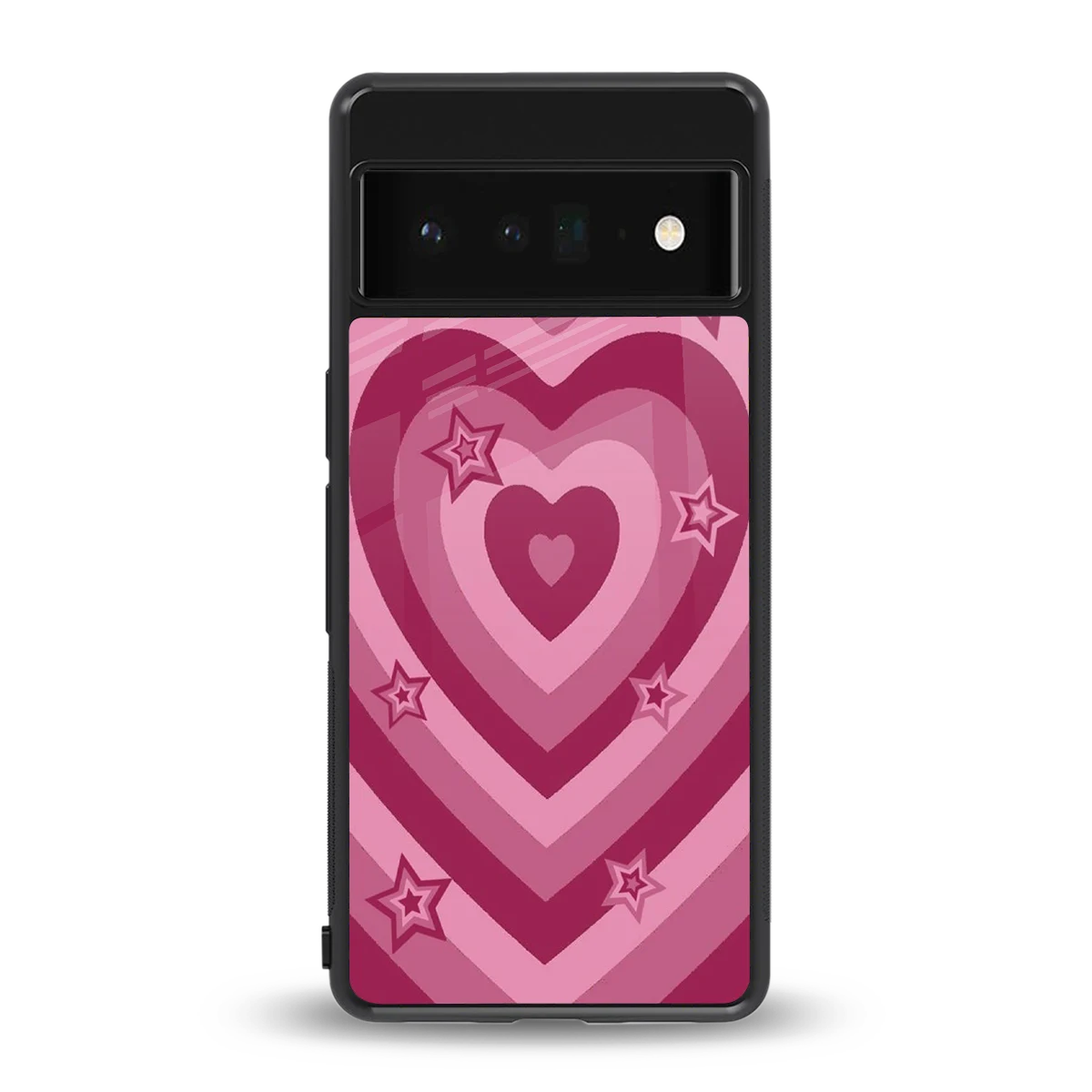 Y2K Pink Hearts X Stars back phone cover | glass case for google pixel 6 pro