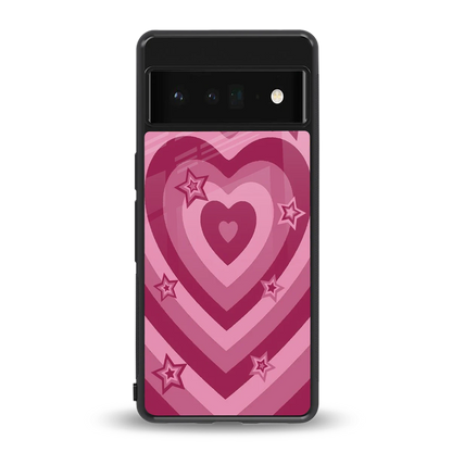 Y2K Pink Hearts X Stars back phone cover | glass case for google pixel 6 pro