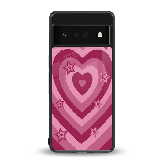 Y2K Pink Hearts X Stars back phone cover | glass case for google pixel 6 pro