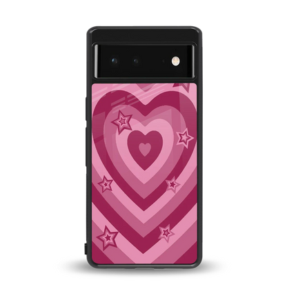 Y2K Pink Hearts X Stars back phone cover | glass case for google pixel 6a