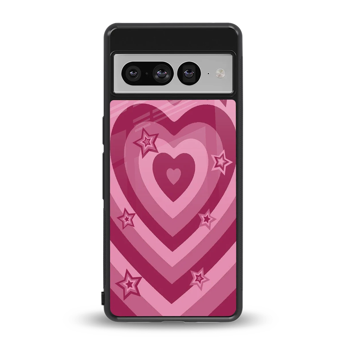 Y2K Pink Hearts X Stars back phone cover | glass case for google pixel 7 pro
