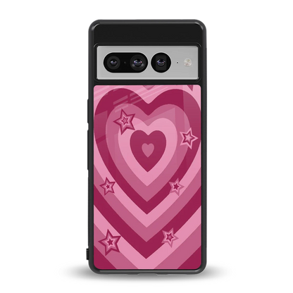 Y2K Pink Hearts X Stars back phone cover | glass case for google pixel 7 pro