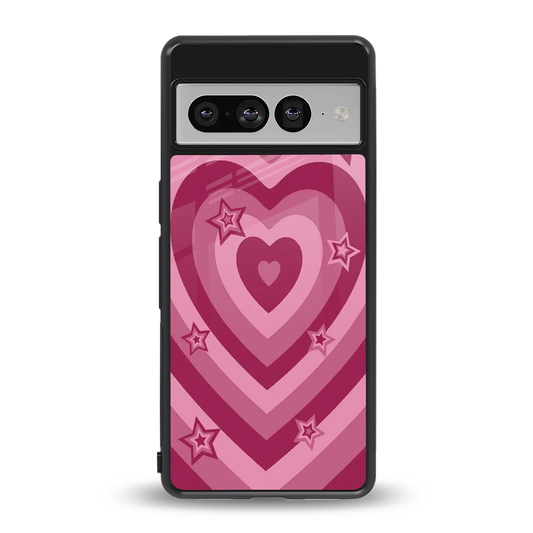 Y2K Pink Hearts X Stars back phone cover | glass case for google pixel 7 pro