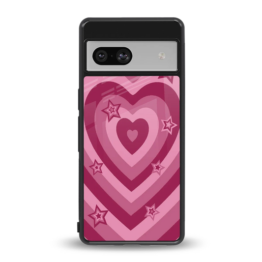 Y2K Pink Hearts X Stars back phone cover | glass case for google pixel 7a