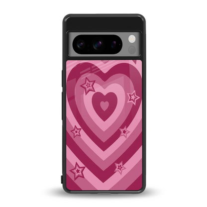 Y2K Pink Hearts X Stars back phone cover | glass case for google pixel 8 pro