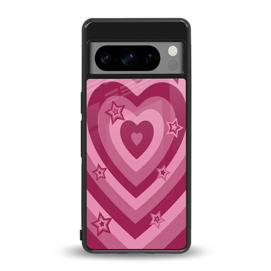 Y2K Pink Hearts X Stars back phone cover | glass case for google pixel 8 pro
