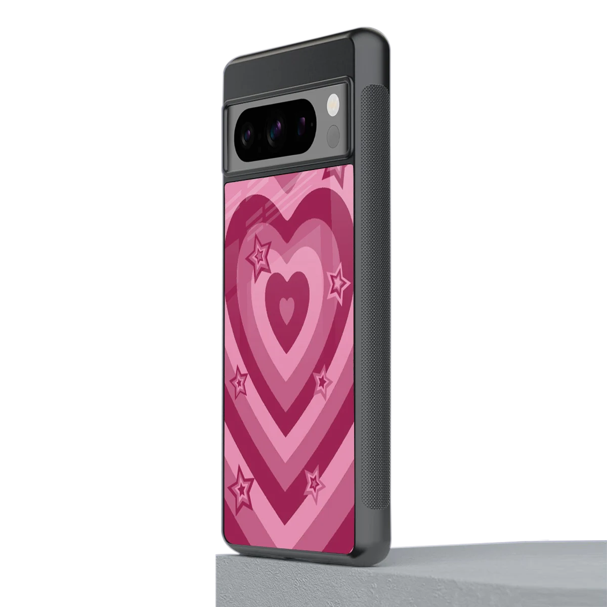 Y2K Pink Hearts X Stars stylish phone case for google pixel 8 pro | glossy glass and slim fit
