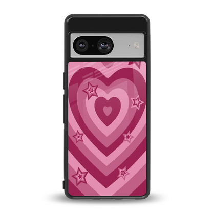 Y2K Pink Hearts X Stars back phone cover | glass case for google pixel 8