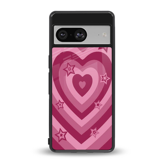 Y2K Pink Hearts X Stars back phone cover | glass case for google pixel 8