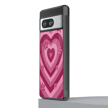 Y2K Pink Hearts X Stars stylish phone case for google pixel 8 | glossy glass and slim fit