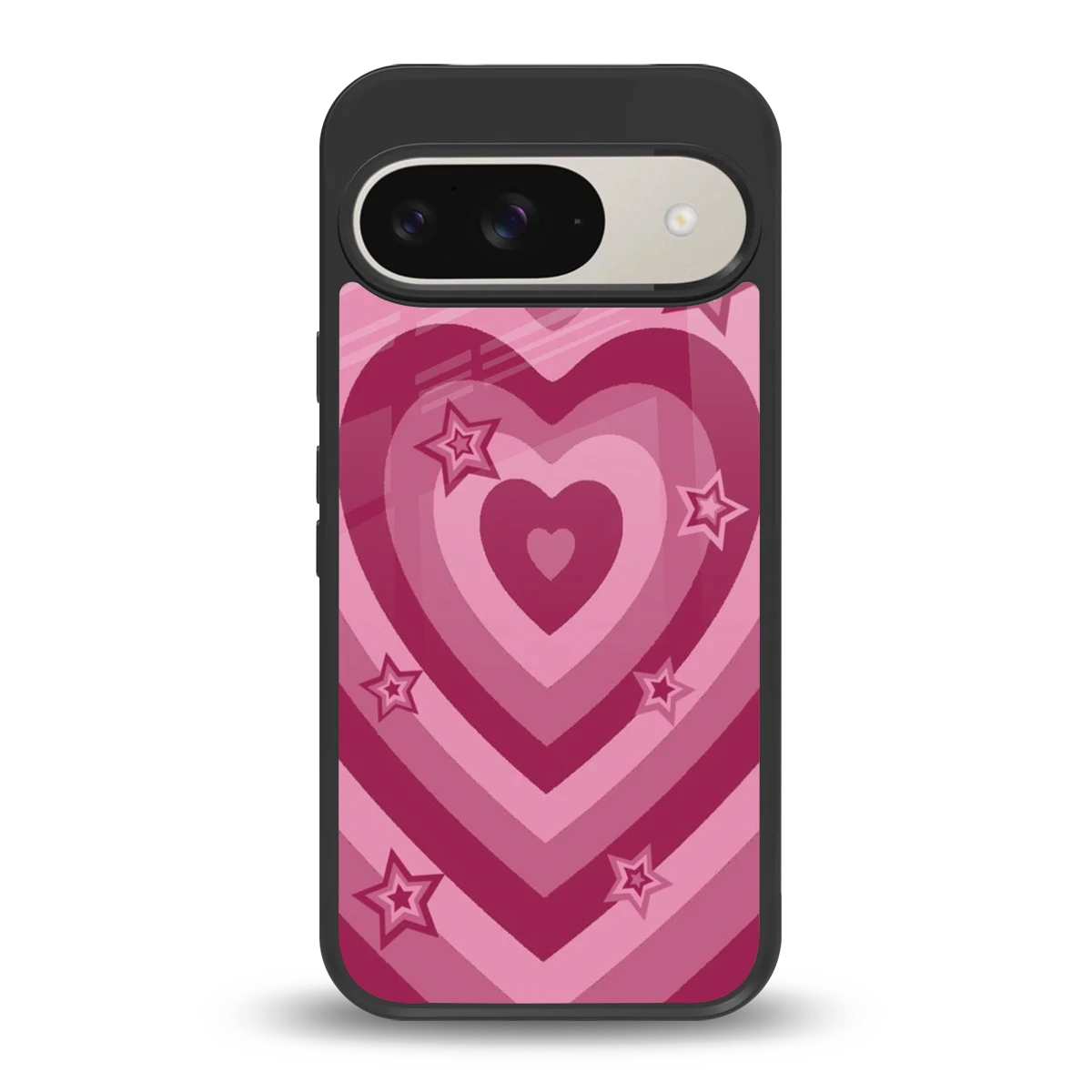 Y2K Pink Hearts X Stars back phone cover | glass case for google pixel 9