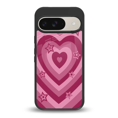 Y2K Pink Hearts X Stars back phone cover | glass case for google pixel 9