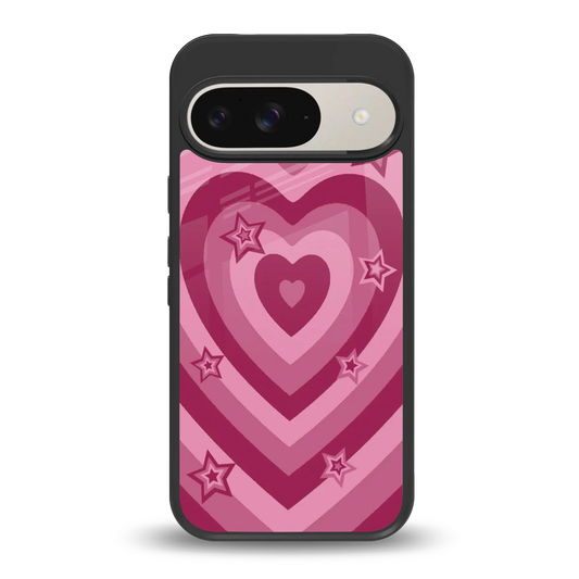 Y2K Pink Hearts X Stars back phone cover | glass case for google pixel 9