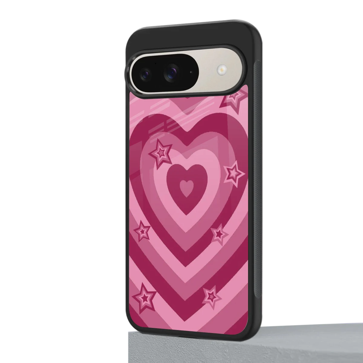 Y2K Pink Hearts X Stars google pixel 9 mobile cover | shockproof glass phone case