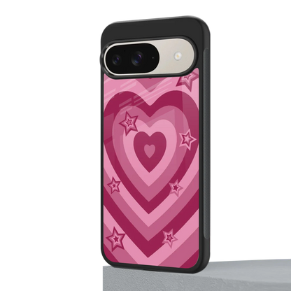 Y2K Pink Hearts X Stars google pixel 9 mobile cover | shockproof glass phone case