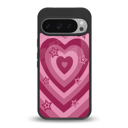 Y2K Pink Hearts X Stars back phone cover | glass case for google pixel 9 pro