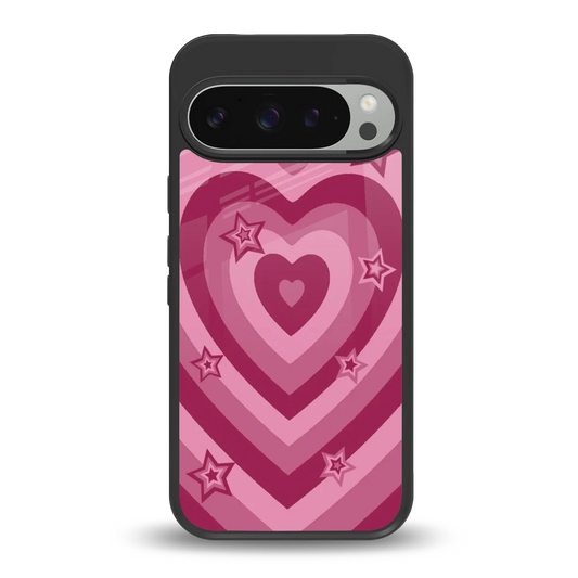 Y2K Pink Hearts X Stars back phone cover | glass case for google pixel 9 pro