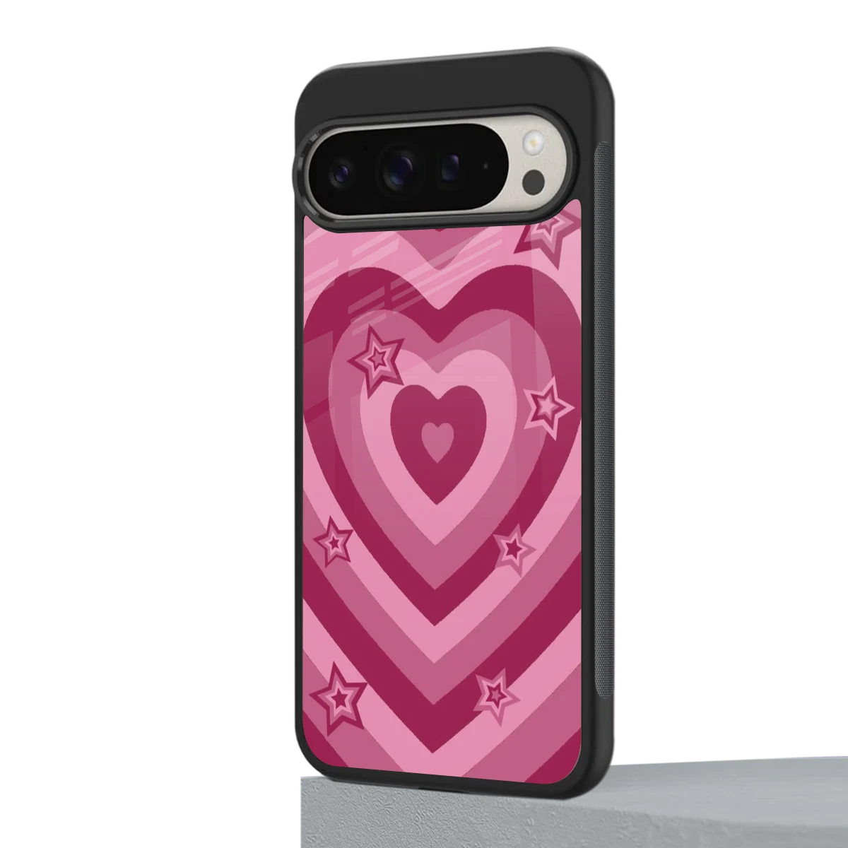 Y2K Pink Hearts X Stars google pixel 9 pro mobile cover | shockproof glass phone case