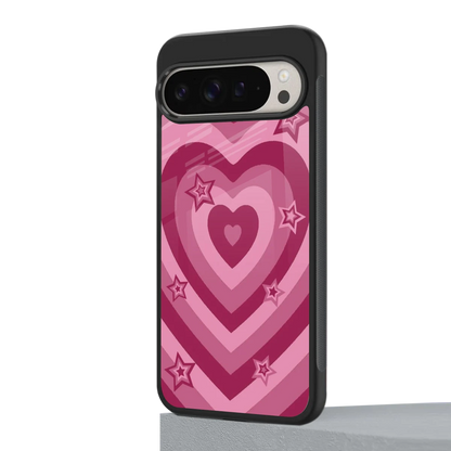 Y2K Pink Hearts X Stars google pixel 9 pro mobile cover | shockproof glass phone case