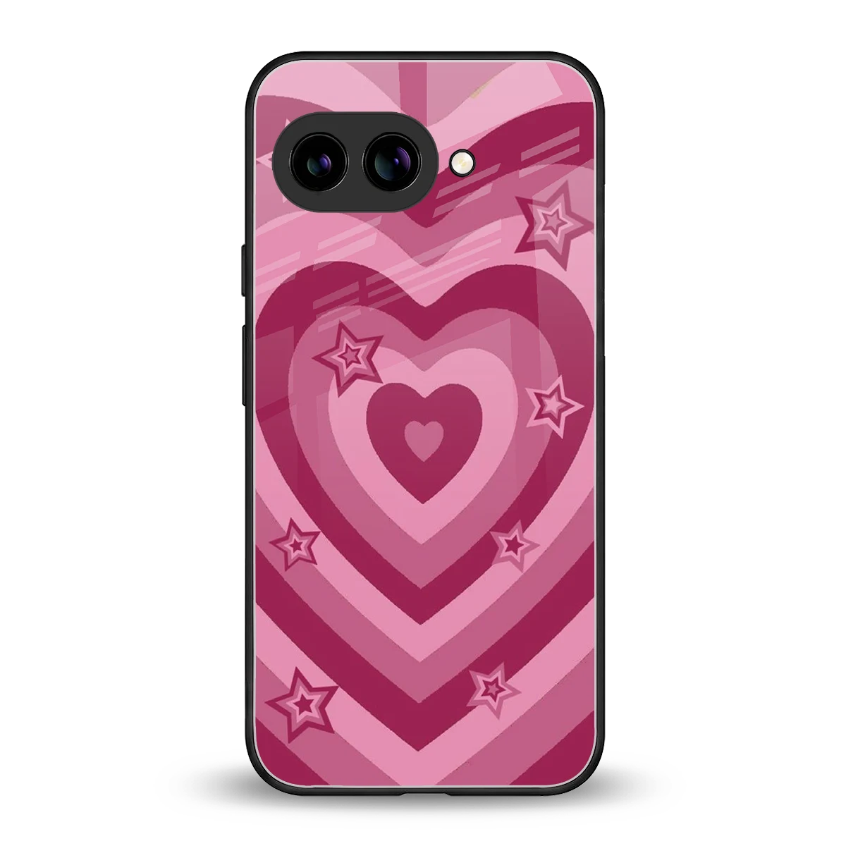 Y2K Pink Hearts X Stars back phone cover | glass case for google pixel 10a