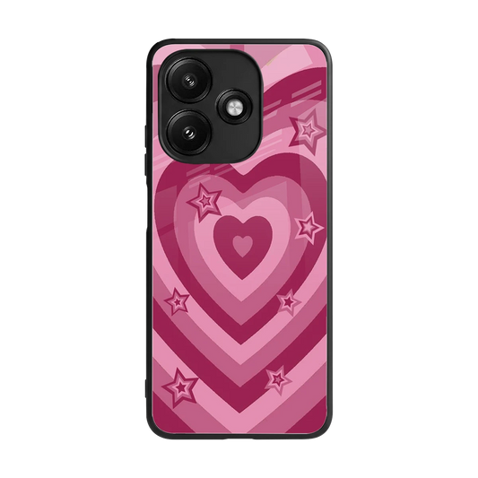 Y2K Pink Hearts X Stars back phone cover | glass case for redmi 12 5g
