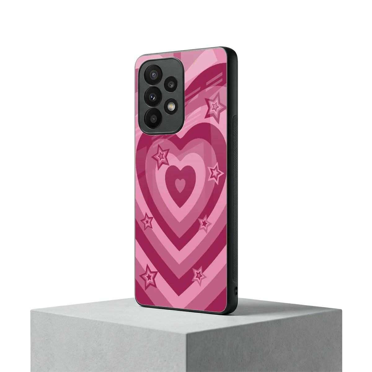 Y2K Pink Hearts X Stars samsung galaxy a23 mobile cover | shockproof glass phone case