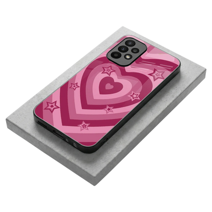 Y2K Pink Hearts X Stars stylish phone case for samsung galaxy a23 | glossy glass and slim fit