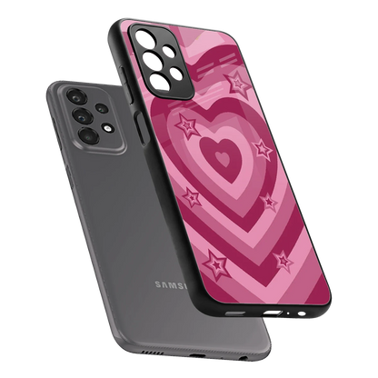 Y2K Pink Hearts X Stars sleek samsung galaxy a23 cover with tempered glass back and TPU edges
