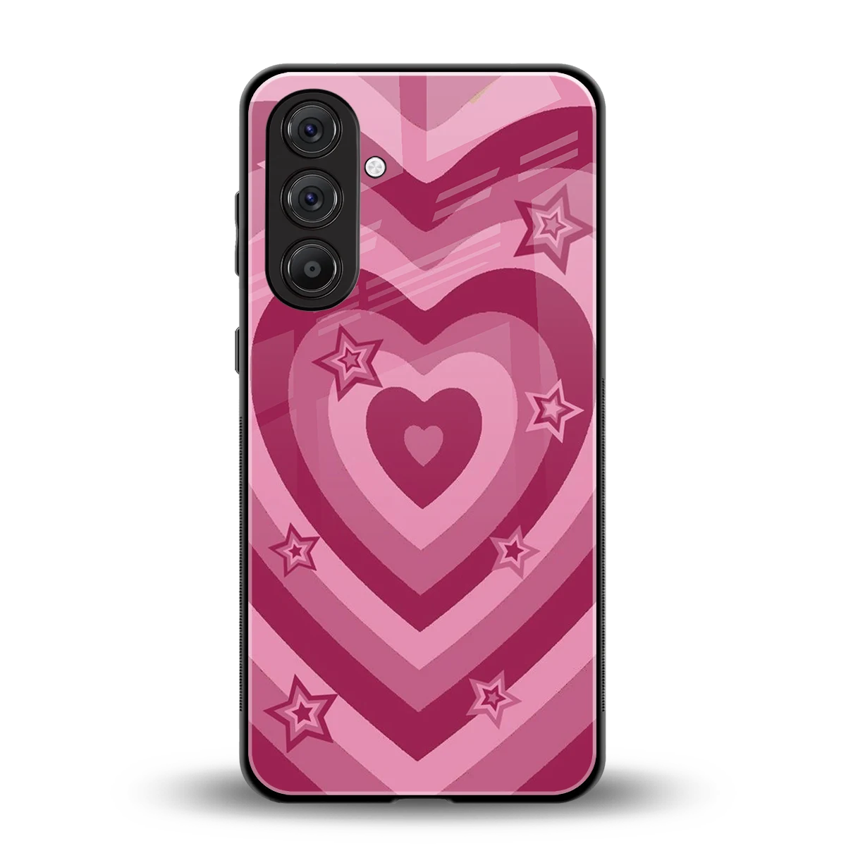 Y2K Pink Hearts X Stars back phone cover | glass case for samsung galaxy m36 5g