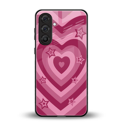 Y2K Pink Hearts X Stars back phone cover | glass case for samsung galaxy m36 5g