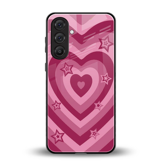 Y2K Pink Hearts X Stars back phone cover | glass case for samsung galaxy m35 5g