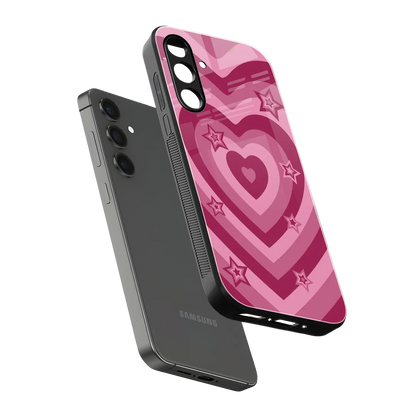 Y2K Pink Hearts X Stars sleek samsung galaxy m35 5g cover with tempered glass back and TPU edges
