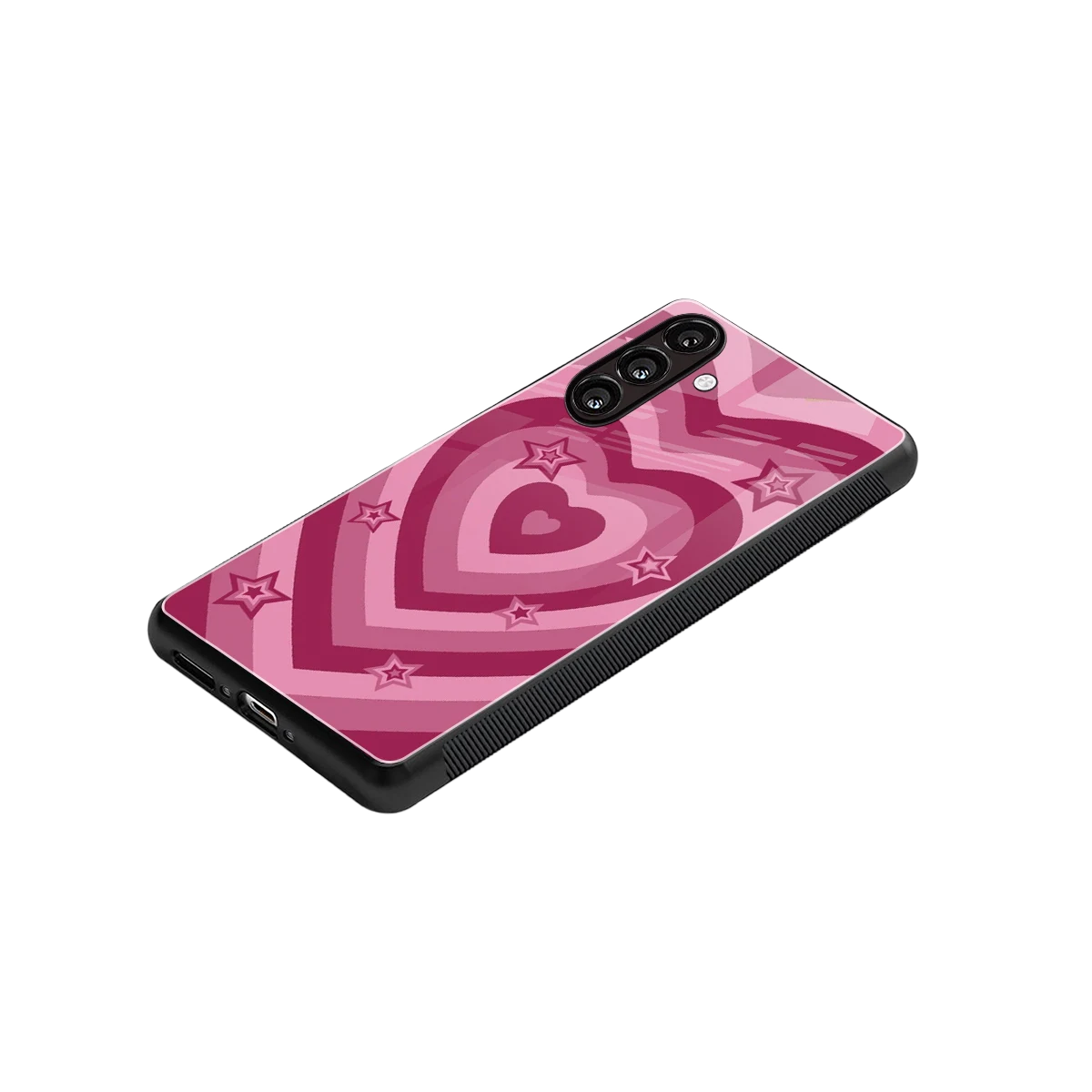 Y2K Pink Hearts X Stars stylish phone case for samsung galaxy m36 5g | glossy glass and slim fit