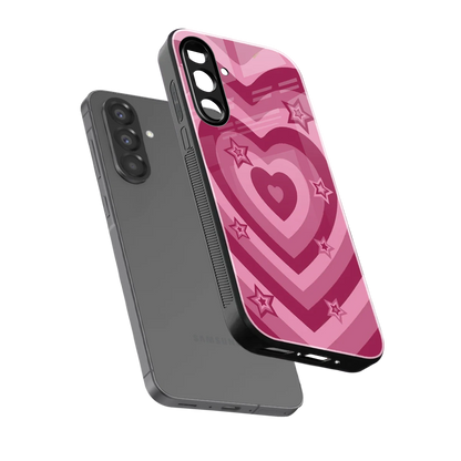 Y2K Pink Hearts X Stars sleek samsung galaxy a36 5g cover with tempered glass back and TPU edges