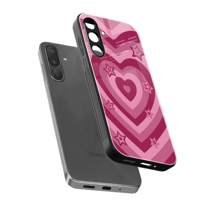 Y2K Pink Hearts X Stars sleek samsung galaxy m36 5g cover with tempered glass back and TPU edges