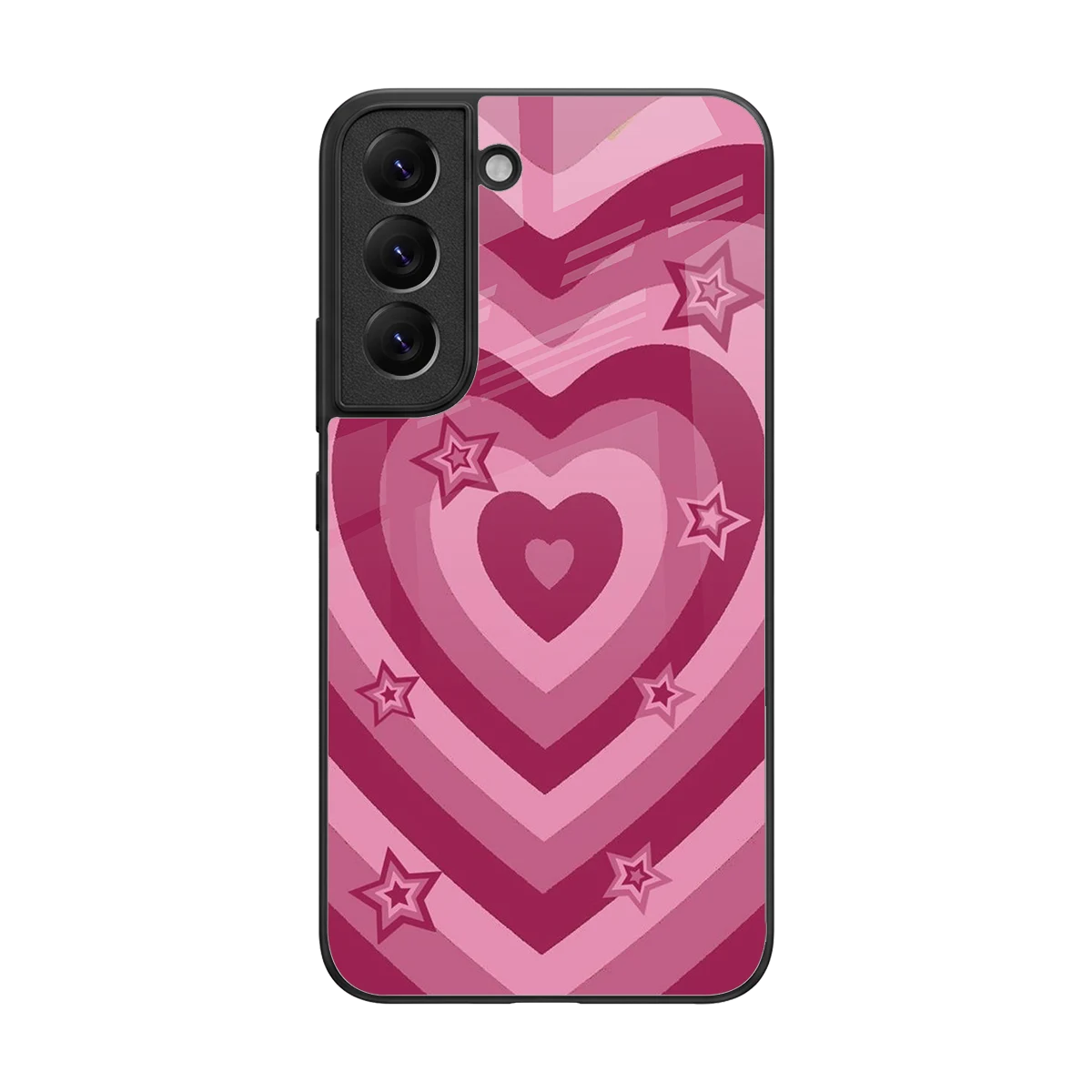 Y2K Pink Hearts X Stars back phone cover | glass case for samsung galaxy s22